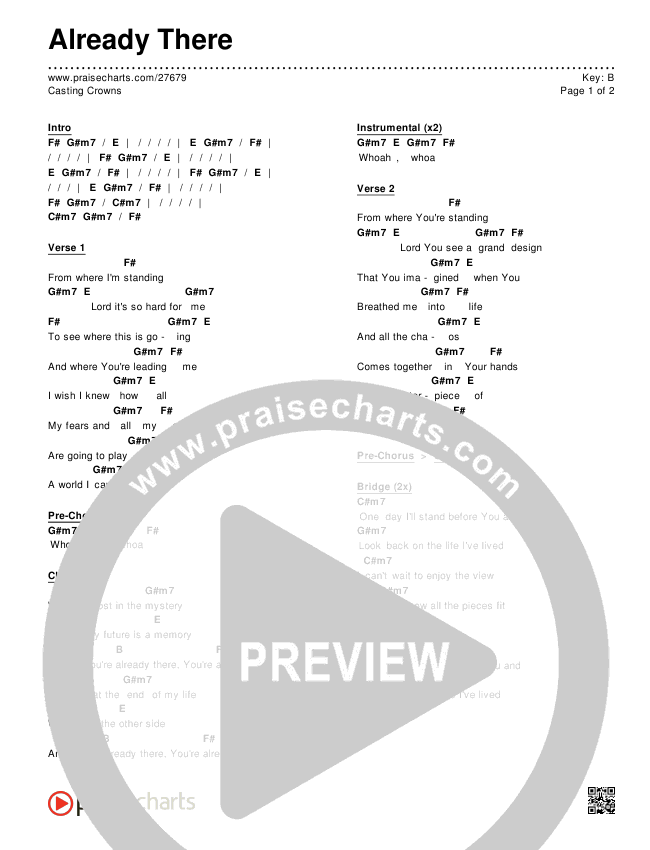 Already There Chords & Lyrics (Casting Crowns)