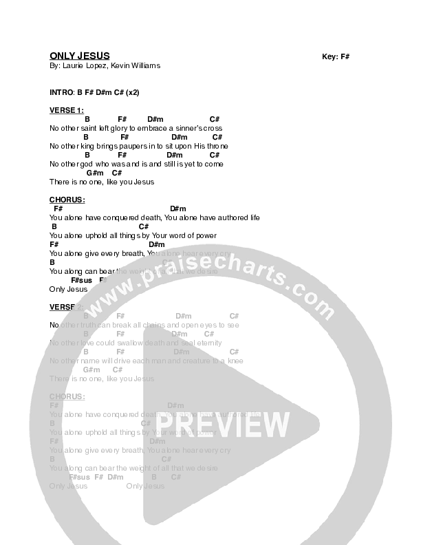 Only Jesus Chord Chart (Kellie & Kristen)