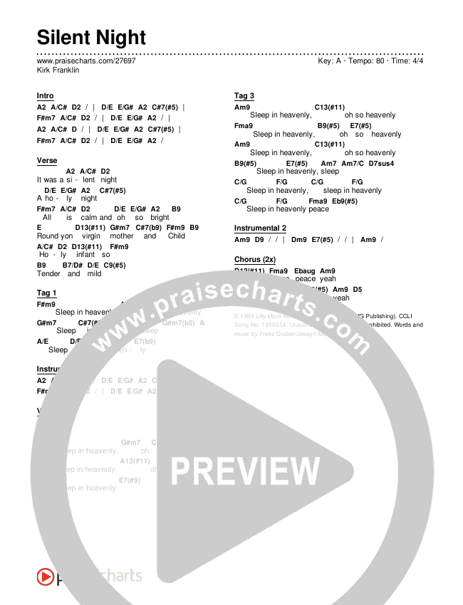 Silent Night Chords & Lyrics (Kirk Franklin)