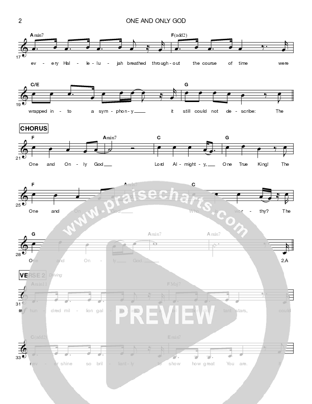 One And Only God Lead Sheet (Shelly E. Johnson)