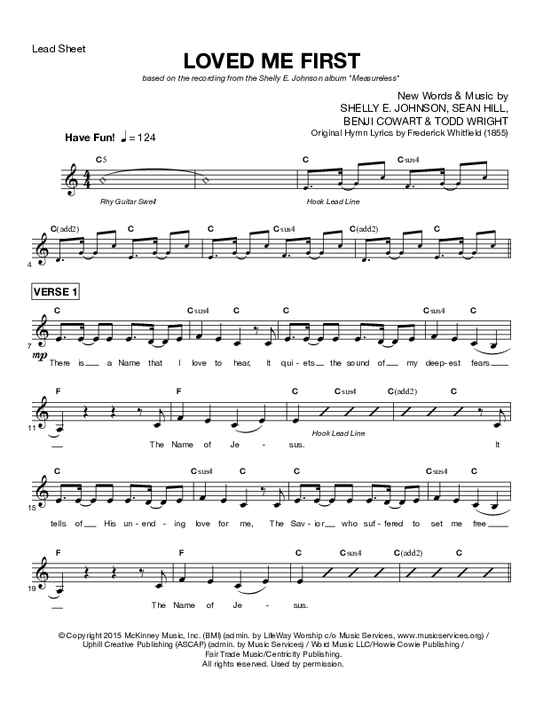Loved Me First Lead Sheet (Shelly E. Johnson)
