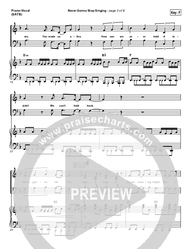 Never Gonna Stop Singing Piano/Vocal (SATB) (Jesus Culture / Kim Walker-Smith)