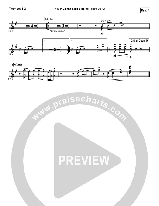 Never Gonna Stop Singing Trumpet 1,2 (Jesus Culture / Kim Walker-Smith)