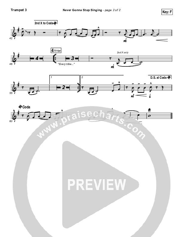 Never Gonna Stop Singing Trumpet 3 (Jesus Culture / Kim Walker-Smith)