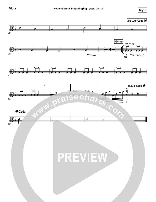 Never Gonna Stop Singing Viola (Jesus Culture / Kim Walker-Smith)