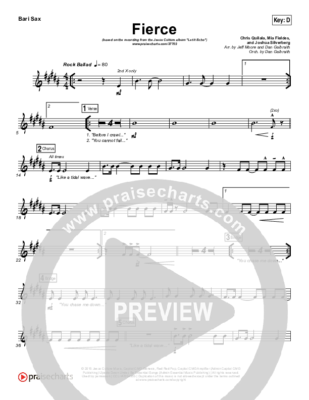 Fierce (Studio) Bari Sax (Jesus Culture / Chris Quilala)
