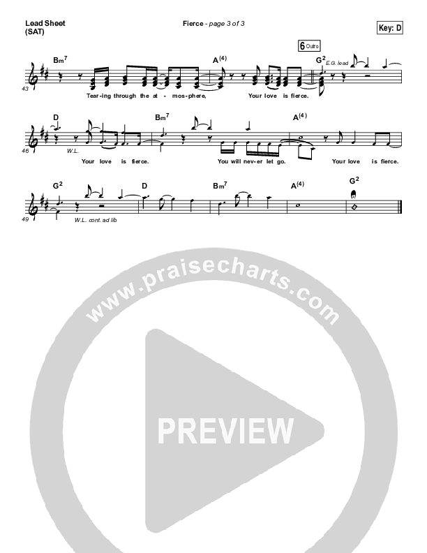 Fierce Lead Sheet (SAT) (Jesus Culture / Chris Quilala)