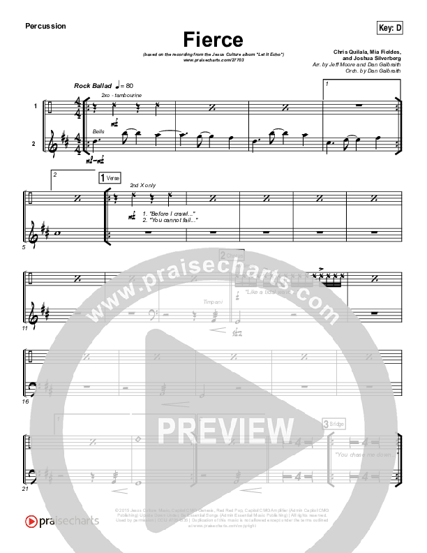 Fierce (Studio) Percussion (Jesus Culture / Chris Quilala)