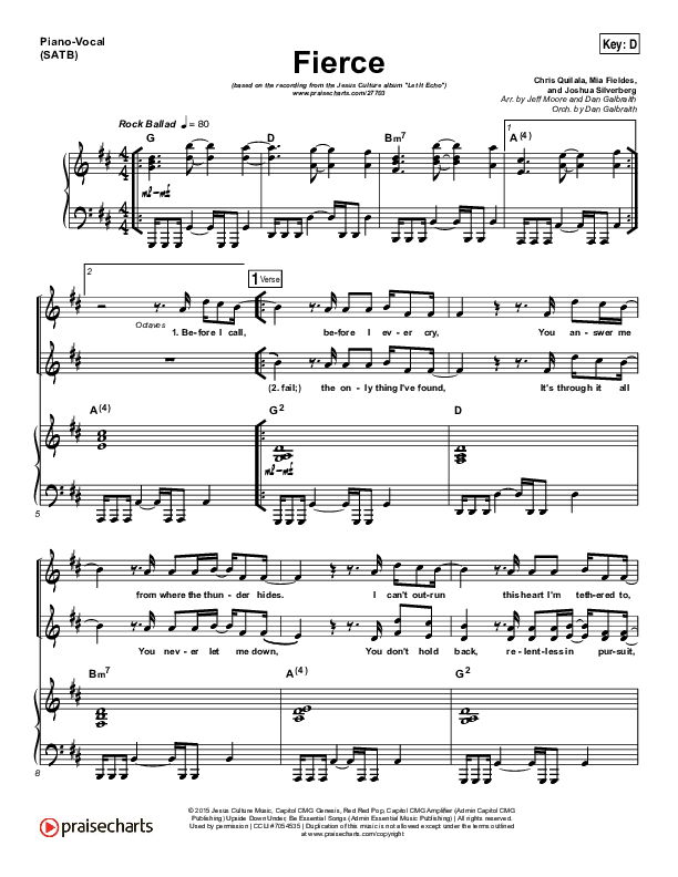 Fierce Piano/Vocal (SATB) (Jesus Culture / Chris Quilala)