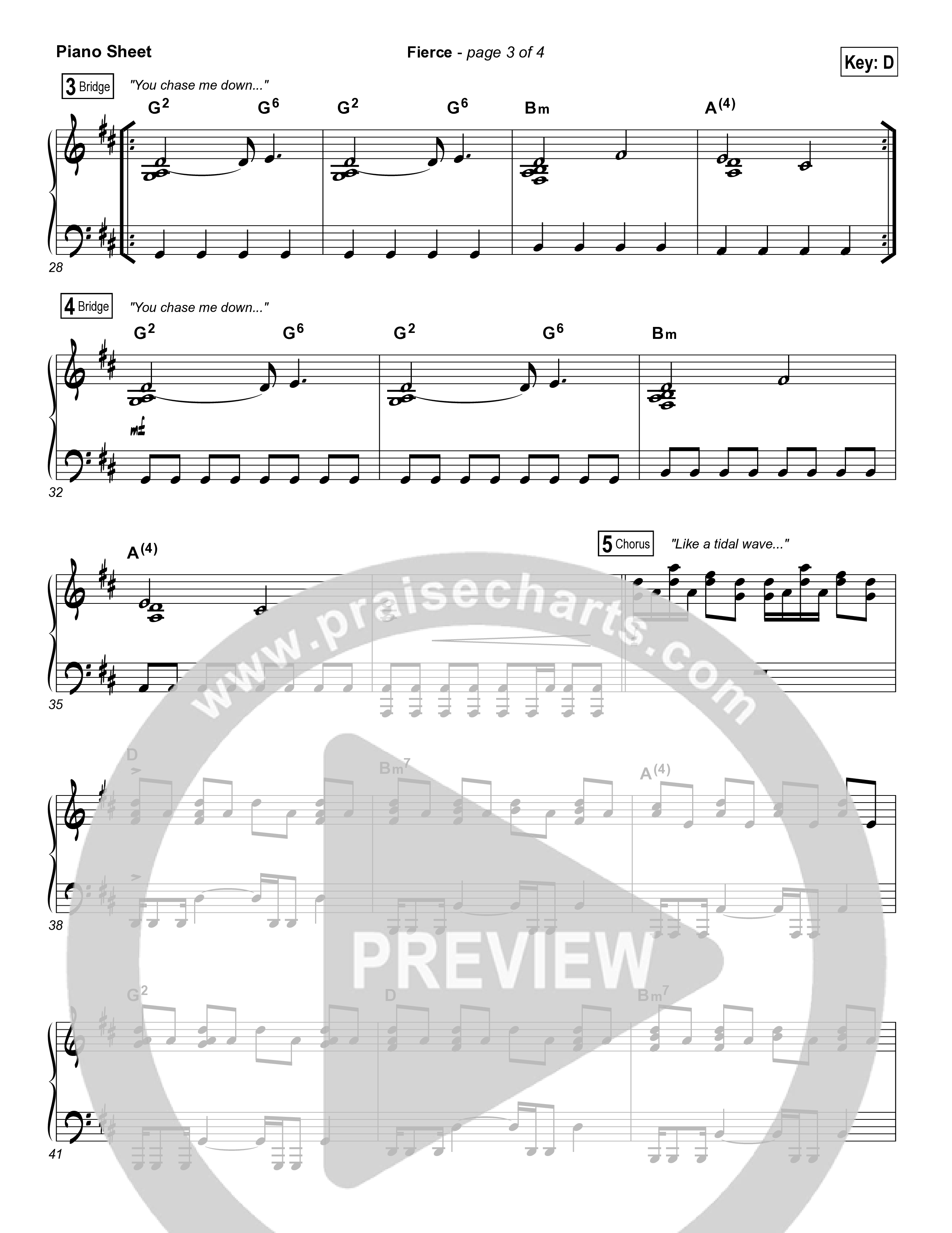 Fierce (Studio) Piano Sheet (Jesus Culture / Chris Quilala)