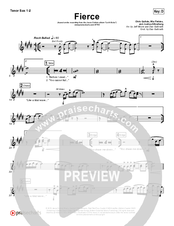 Fierce (Studio) Tenor Sax 1/2 (Jesus Culture / Chris Quilala)