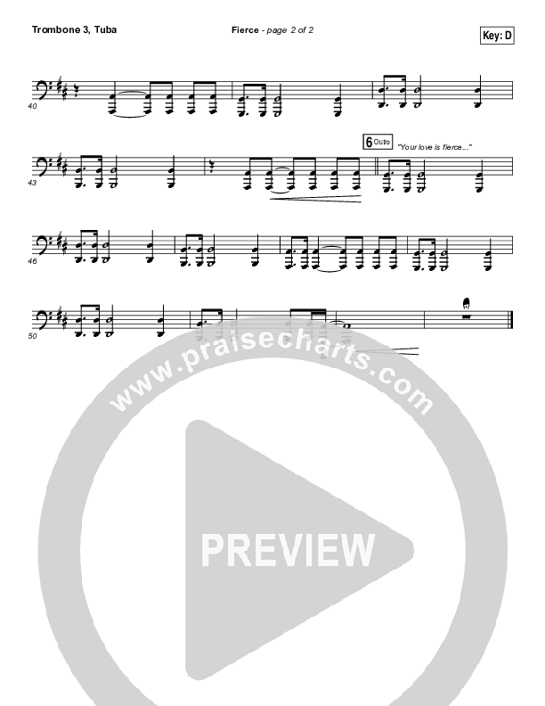 Fierce (Studio) Trombone 3/Tuba (Jesus Culture / Chris Quilala)