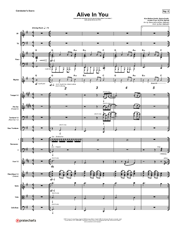 Alive In You Conductor's Score (Jesus Culture / Kim Walker-Smith)