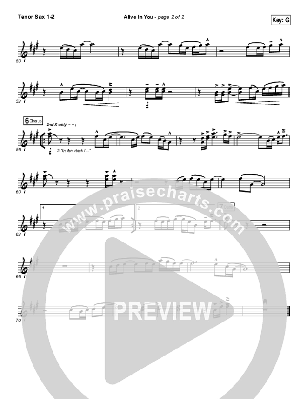 Alive In You Tenor Sax 1/2 (Jesus Culture / Kim Walker-Smith)