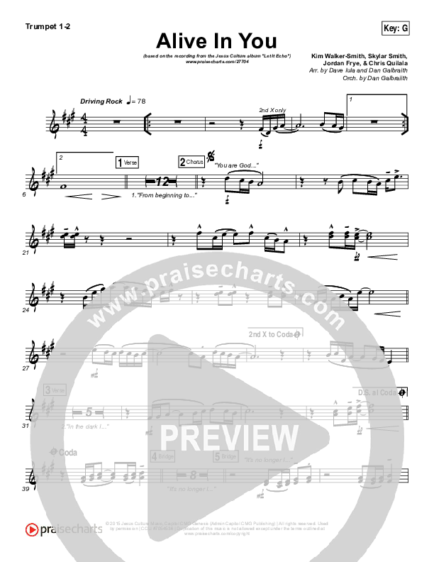 Alive In You Brass Pack (Jesus Culture / Kim Walker-Smith)