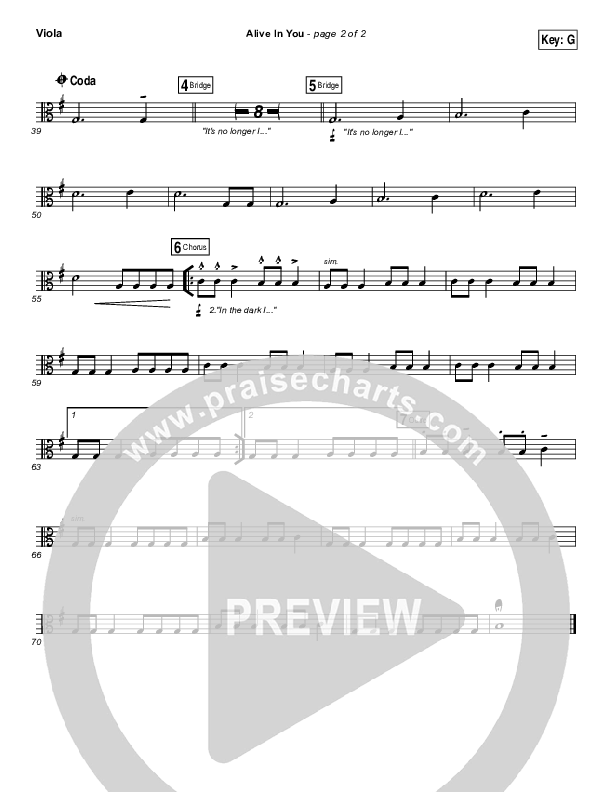 Alive In You Viola (Jesus Culture / Kim Walker-Smith)