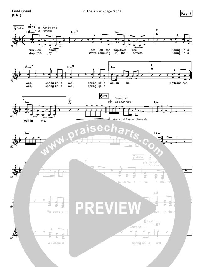 In The River Sheet Music Jesus Culture Kim Walker Smith Praisecharts