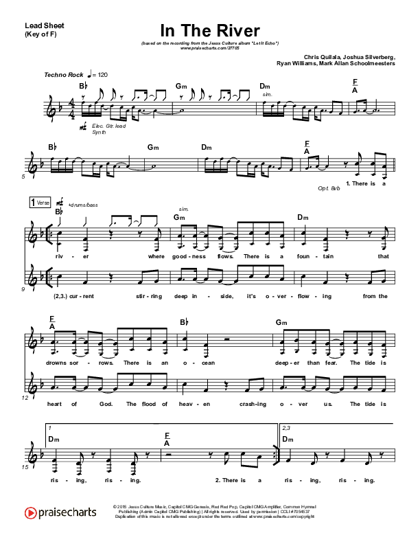 In The River Lead Sheet (Melody) (Jesus Culture / Kim Walker-Smith)