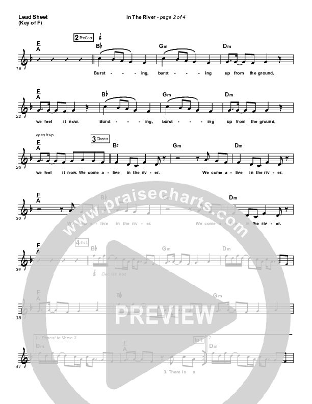 In The River Lead Sheet (Melody) (Jesus Culture / Kim Walker-Smith)