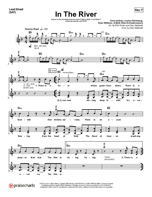 In The River Lead Sheet (SAT) (Jesus Culture / Kim Walker-Smith)