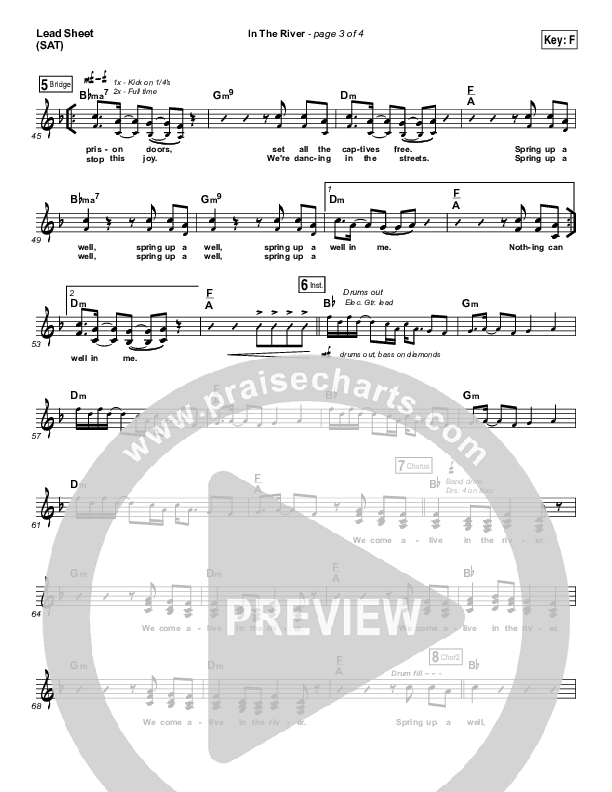 In The River Lead Sheet (SAT) (Jesus Culture / Kim Walker-Smith)