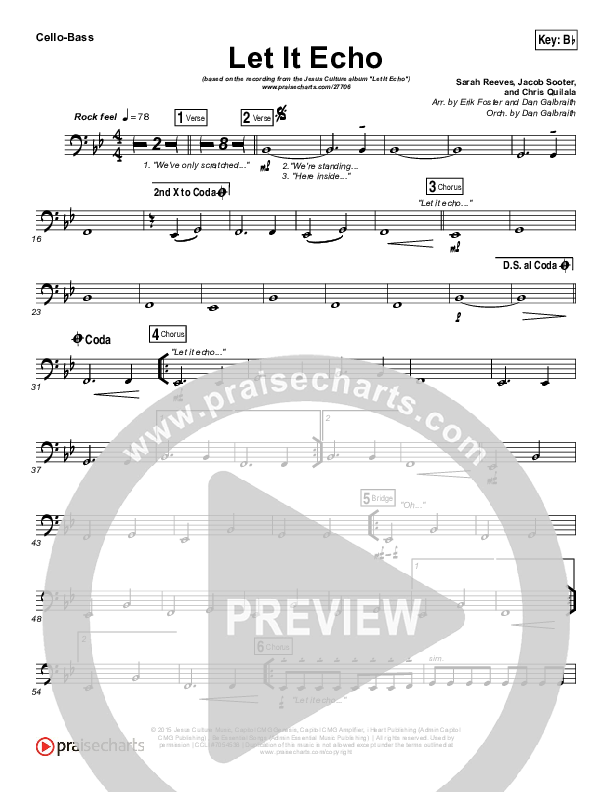 Let It Echo (Heaven Fall) Cello/Bass (Jesus Culture / Chris Quilala)