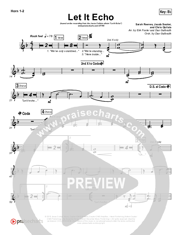 Let It Echo (Heaven Fall) French Horn 1/2 (Jesus Culture / Chris Quilala)