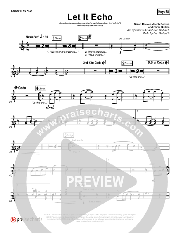 Let It Echo (Heaven Fall) Tenor Sax 1/2 (Jesus Culture / Chris Quilala)