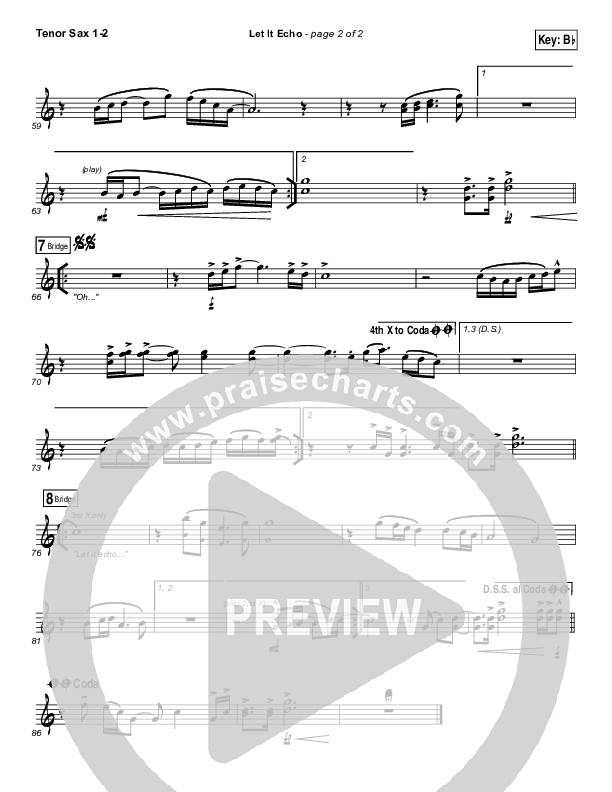 Let It Echo (Heaven Fall) Tenor Sax 1/2 (Jesus Culture / Chris Quilala)