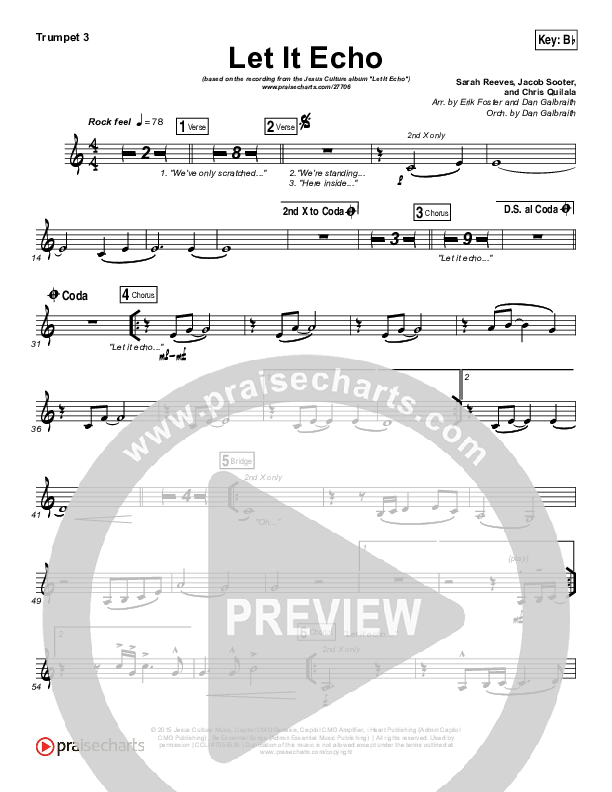 Let It Echo (Heaven Fall) Trumpet 3 (Jesus Culture / Chris Quilala)