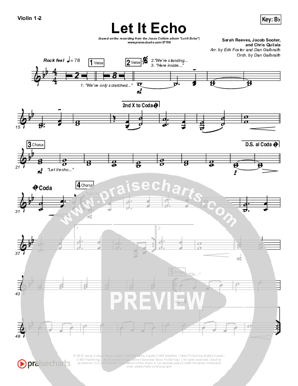 Let It Echo (Heaven Fall) Violin 1/2 (Jesus Culture / Chris Quilala)