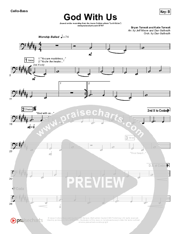 God With Us Cello/Bass (Jesus Culture / Bryan Torwalt)