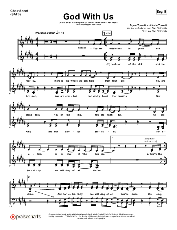 God With Us Choir Vocals (SATB) (Jesus Culture / Bryan Torwalt)