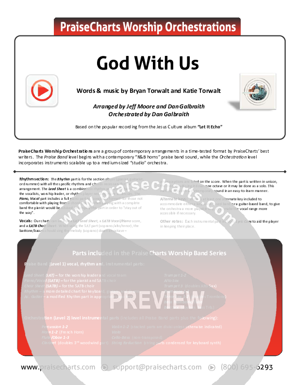 God With Us Cover Sheet (Jesus Culture / Bryan Torwalt)