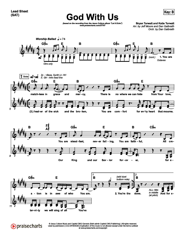 God With Us Lead Sheet (SAT) (Jesus Culture / Bryan Torwalt)