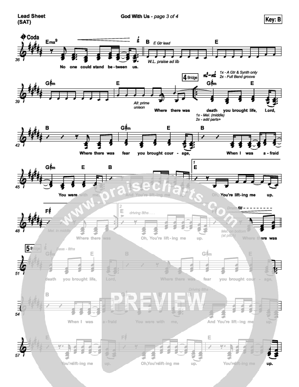 God With Us Lead Sheet (SAT) (Jesus Culture / Bryan Torwalt)