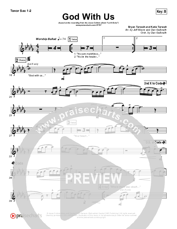 God With Us Tenor Sax 1/2 (Jesus Culture / Bryan Torwalt)