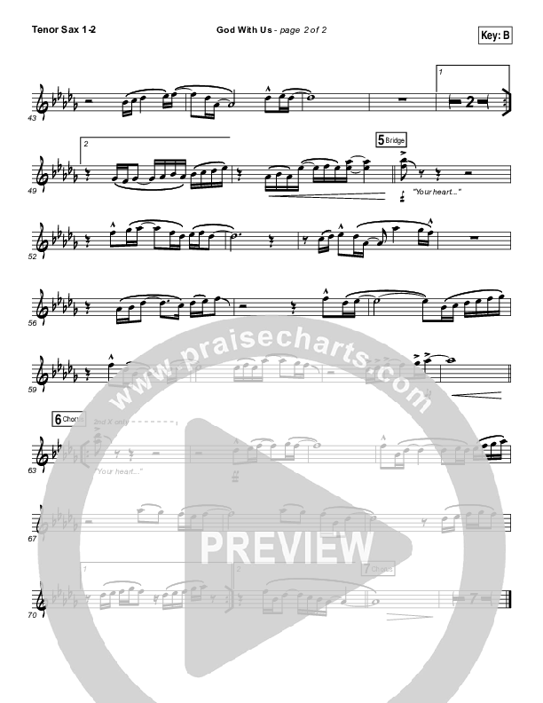 God With Us Tenor Sax 1/2 (Jesus Culture / Bryan Torwalt)