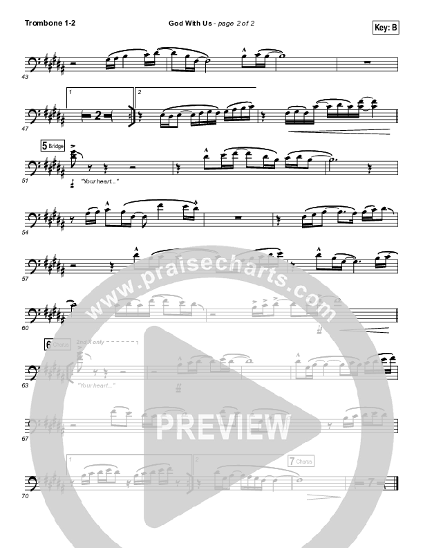 God With Us Trombone 1/2 (Jesus Culture / Bryan Torwalt)