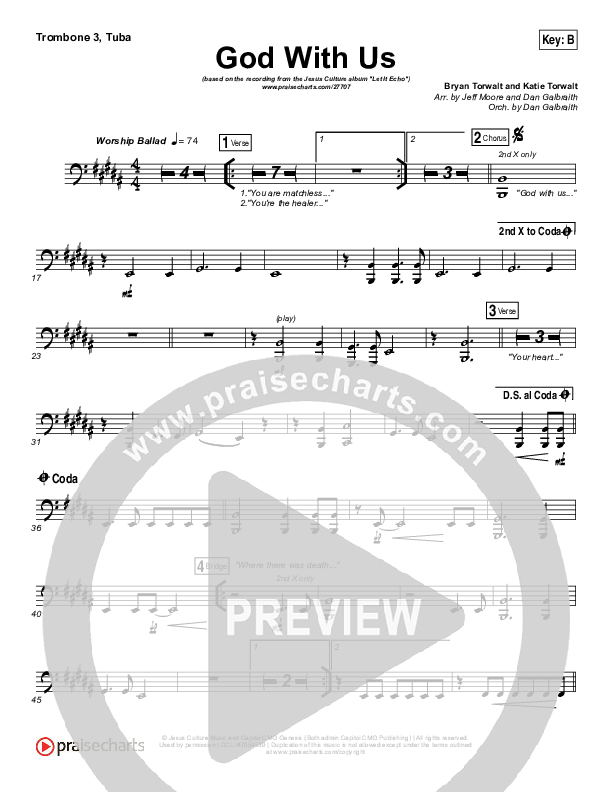 God With Us Trombone 3/Tuba (Jesus Culture / Bryan Torwalt)