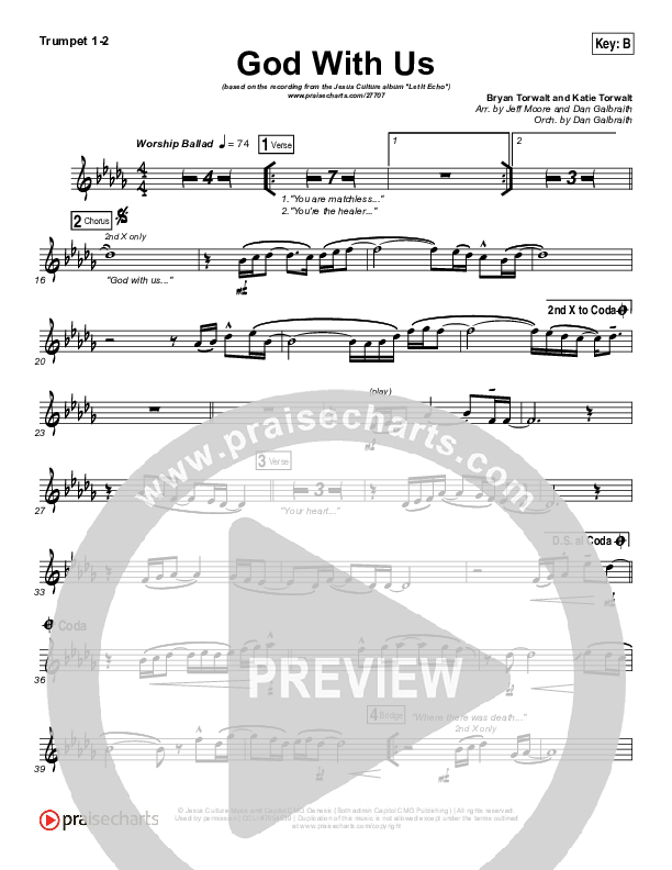God With Us Trumpet 1,2 (Jesus Culture / Bryan Torwalt)