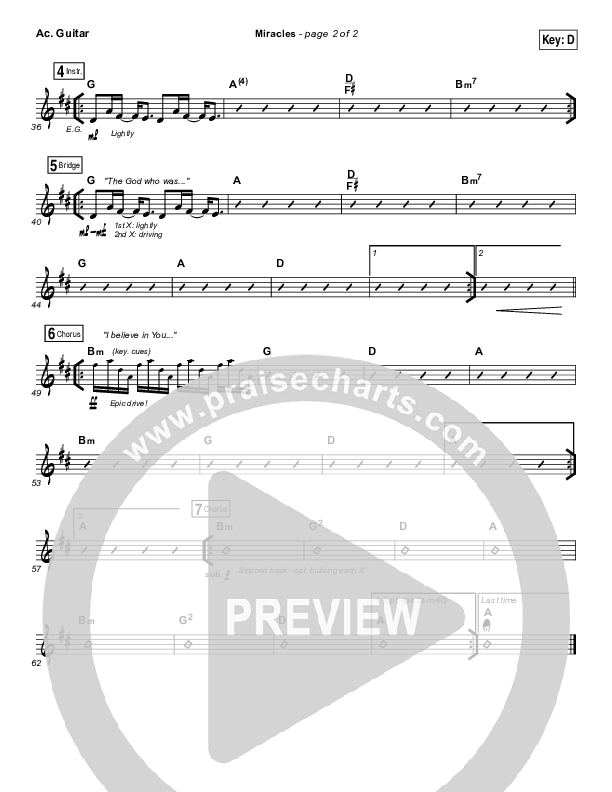 Miracles Acoustic Guitar (Jesus Culture / Chris Quilala)