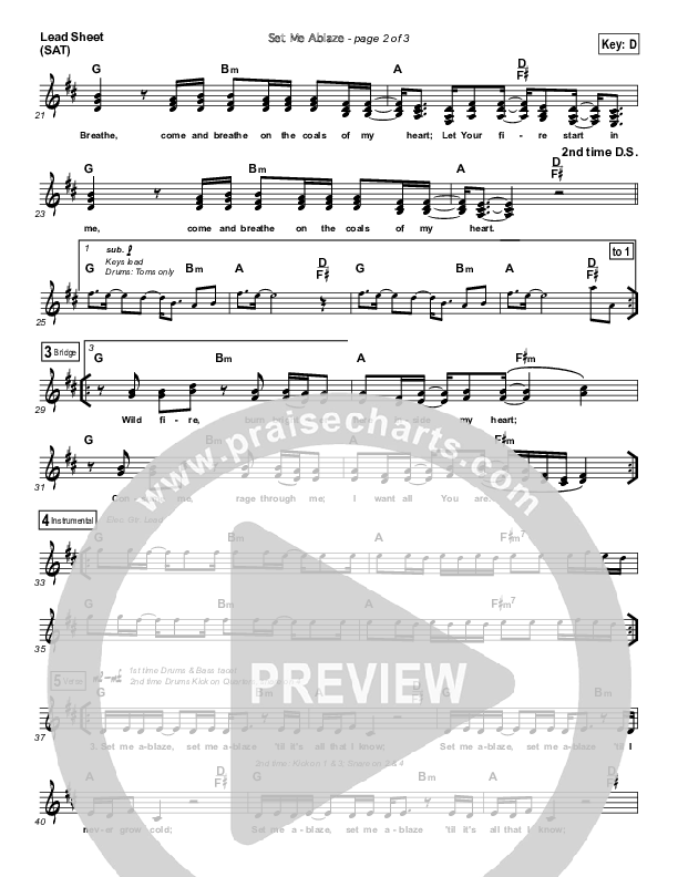 Set Me Ablaze Lead (SAT) (Jesus Culture / Katie Torwalt)