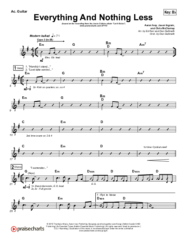 Everything And Nothing Less Acoustic Guitar (Jesus Culture / Chris McClarney)