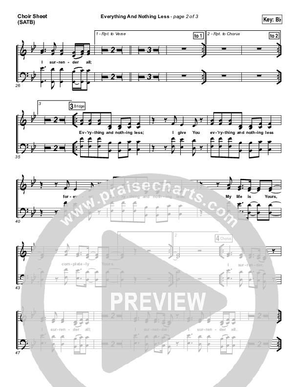 Everything And Nothing Less Choir Sheet (SATB) (Jesus Culture / Chris McClarney)