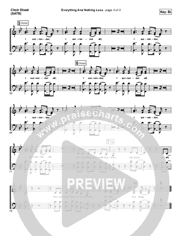 Everything And Nothing Less Choir Vocals (SATB) (Jesus Culture / Chris McClarney)