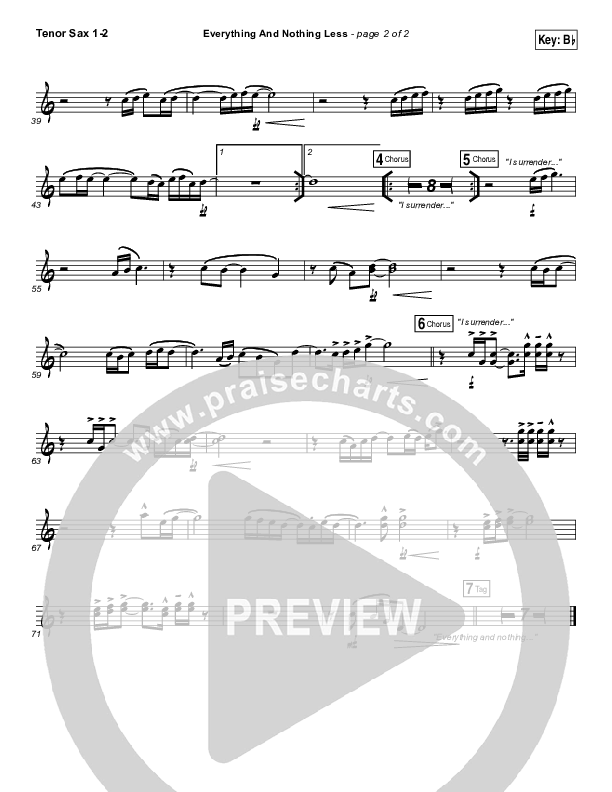Everything And Nothing Less Tenor Sax 1/2 (Jesus Culture / Chris McClarney)