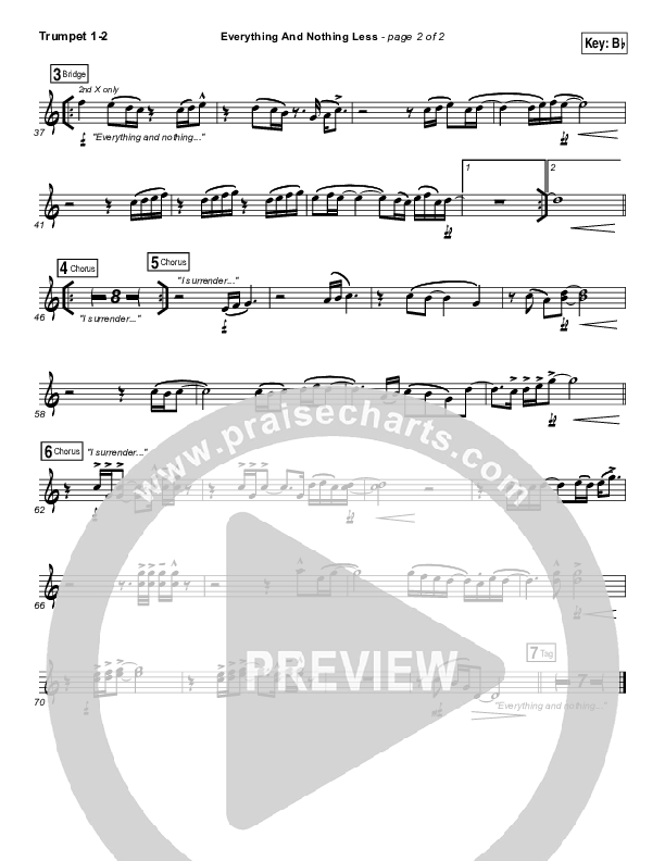 Everything And Nothing Less Trumpet 1,2 (Jesus Culture / Chris McClarney)