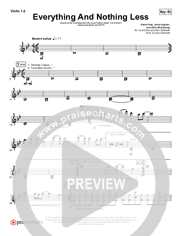 Everything And Nothing Less Violin 1/2 (Jesus Culture / Chris McClarney)