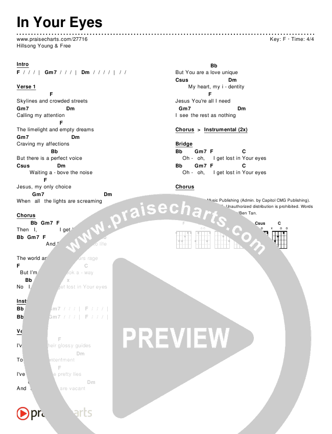 In Your Eyes Chords PDF (Hillsong Young & Free) PraiseCharts